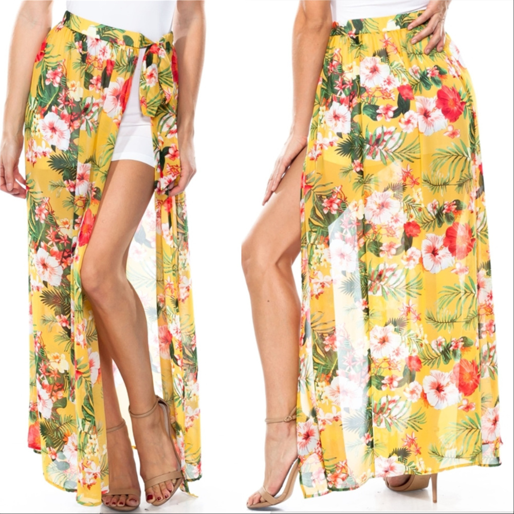TROPICAL FLORAL SWIMSUIT COVER UP - SARONG - WRAP - Picture 2 of 4